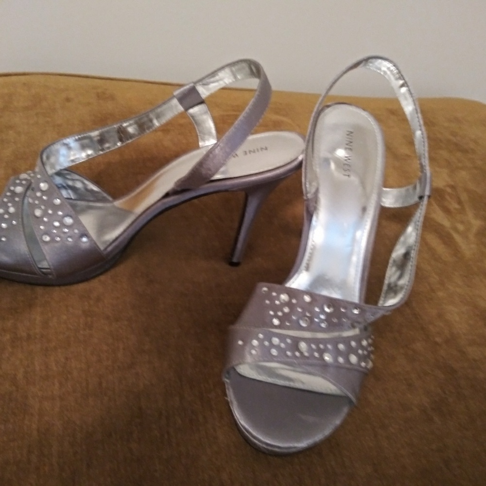 Silver Nine West Evening Shoes